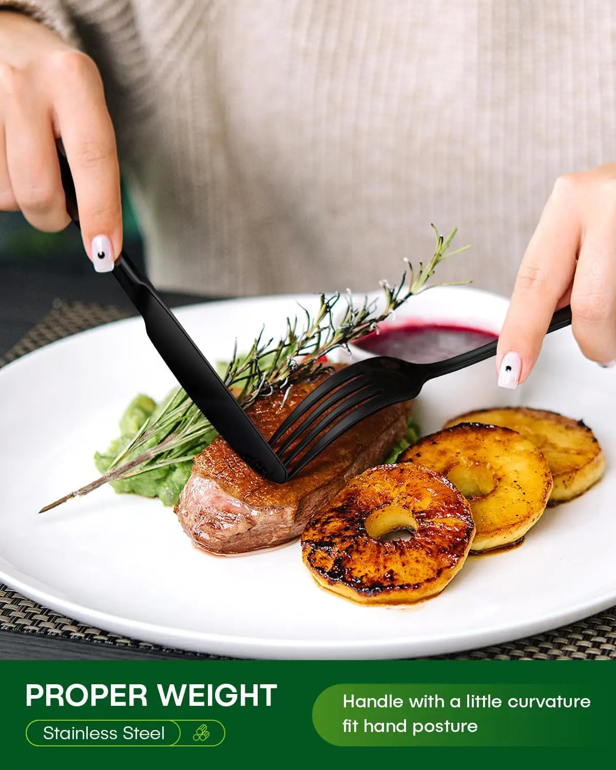 20-Piece Black Silverware/Flatware Set for 4