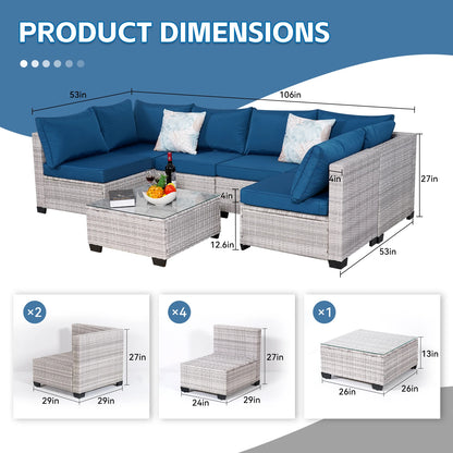 7-Piece Rattan Wicker Sectional Sofa Set