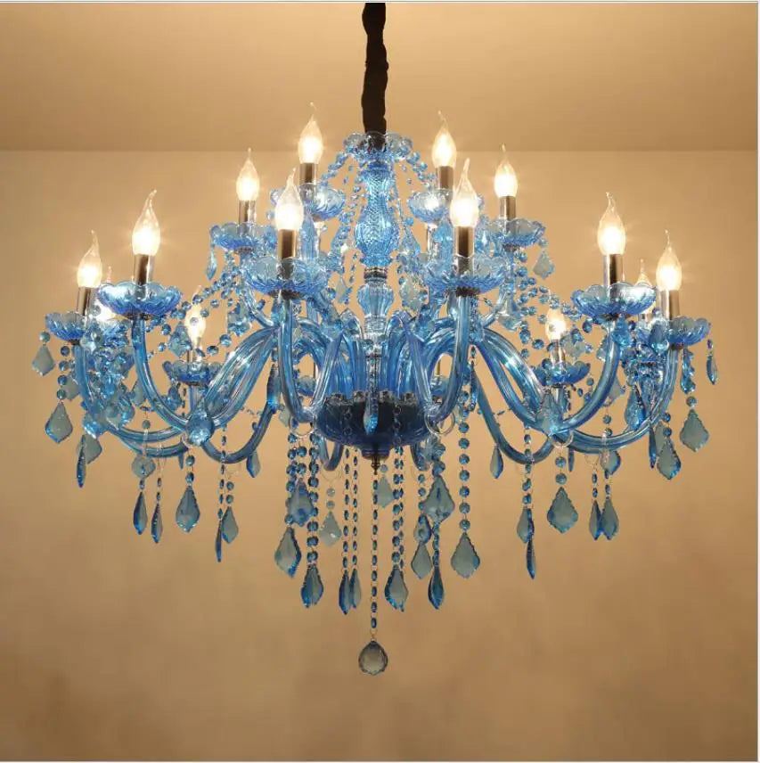 European Mediterranean Blue Crystal Chandelier