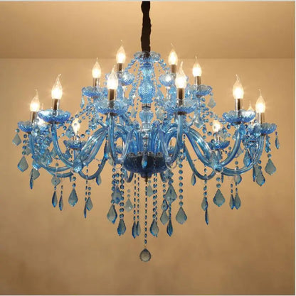 European Mediterranean Blue Crystal Chandelier