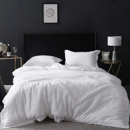King & Queen Size 100% Linen Duvet Cover Bedding Set w/2 Pillow Shams