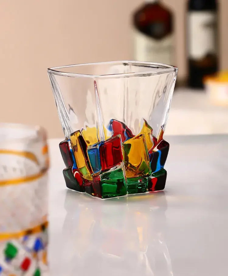 "The Rainbow Glossy" Handmade Lead-free Crystal Glass Whiskey Glass
