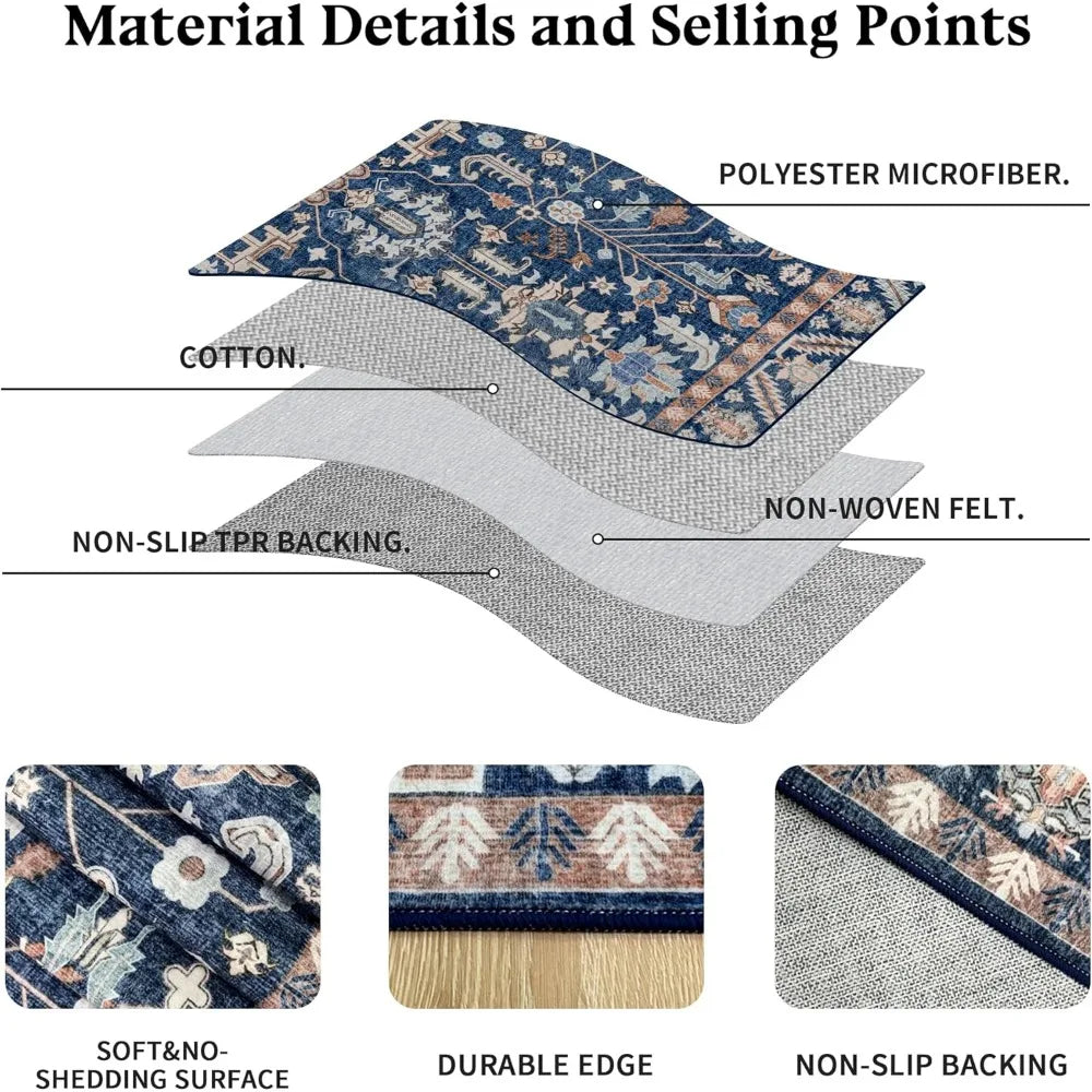 Modern & Soft  8' x 10' Low Pile Navy Blue Area Rug