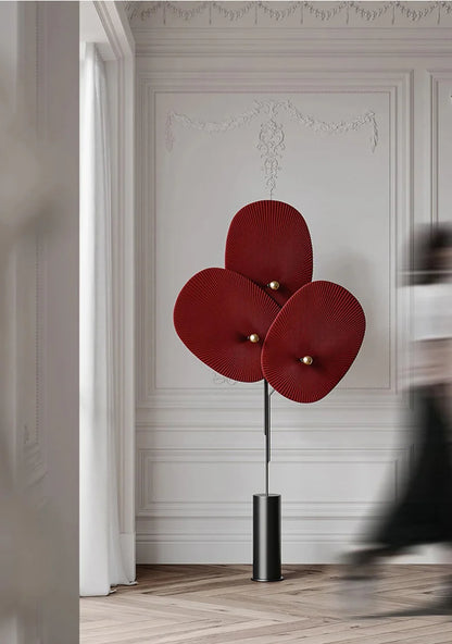 Elegant Modern Triple Floral Floor Lamp in an artistic living room decor.