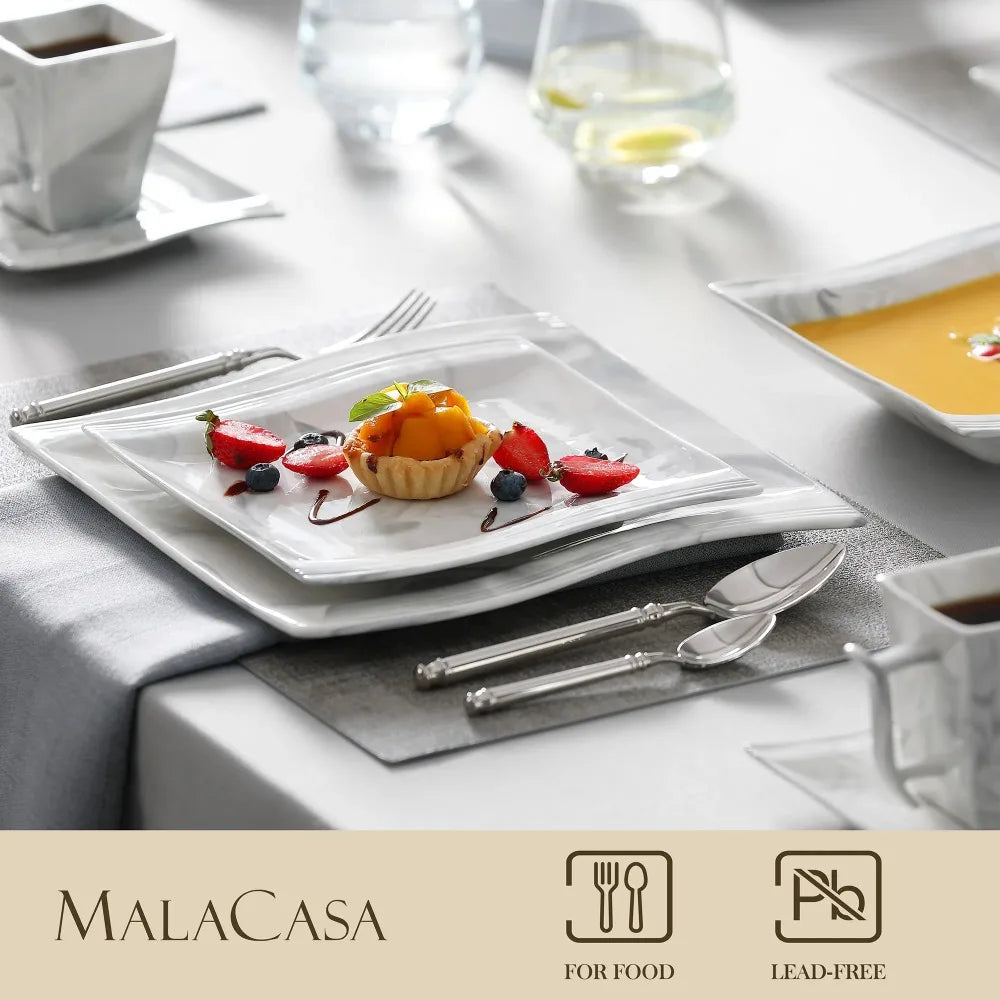 30-Piece Marble Porcelain Dinnerware Set for 6