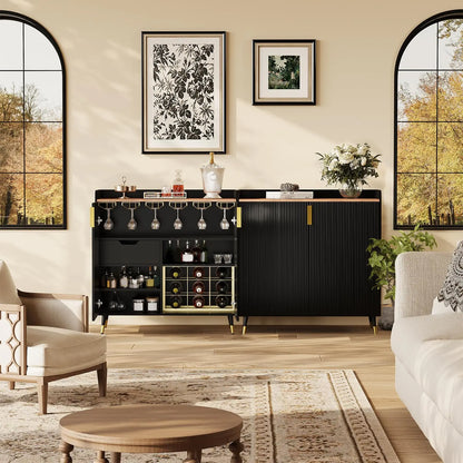 Modern Wall-Mounted Wine Rack above a dining table, creating an inviting atmosphere for entertaining guests.