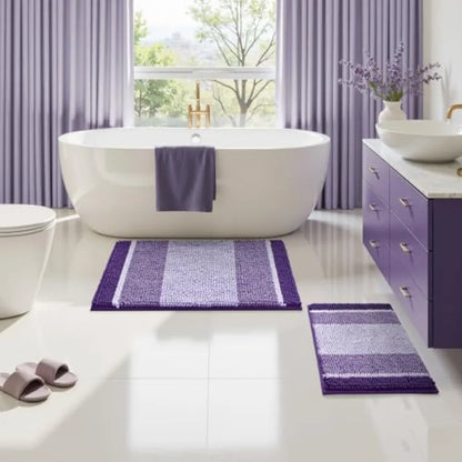 Non-slip backing of the purple Chenille Bath Mats ensures safety while adding comfort in your bathroom.