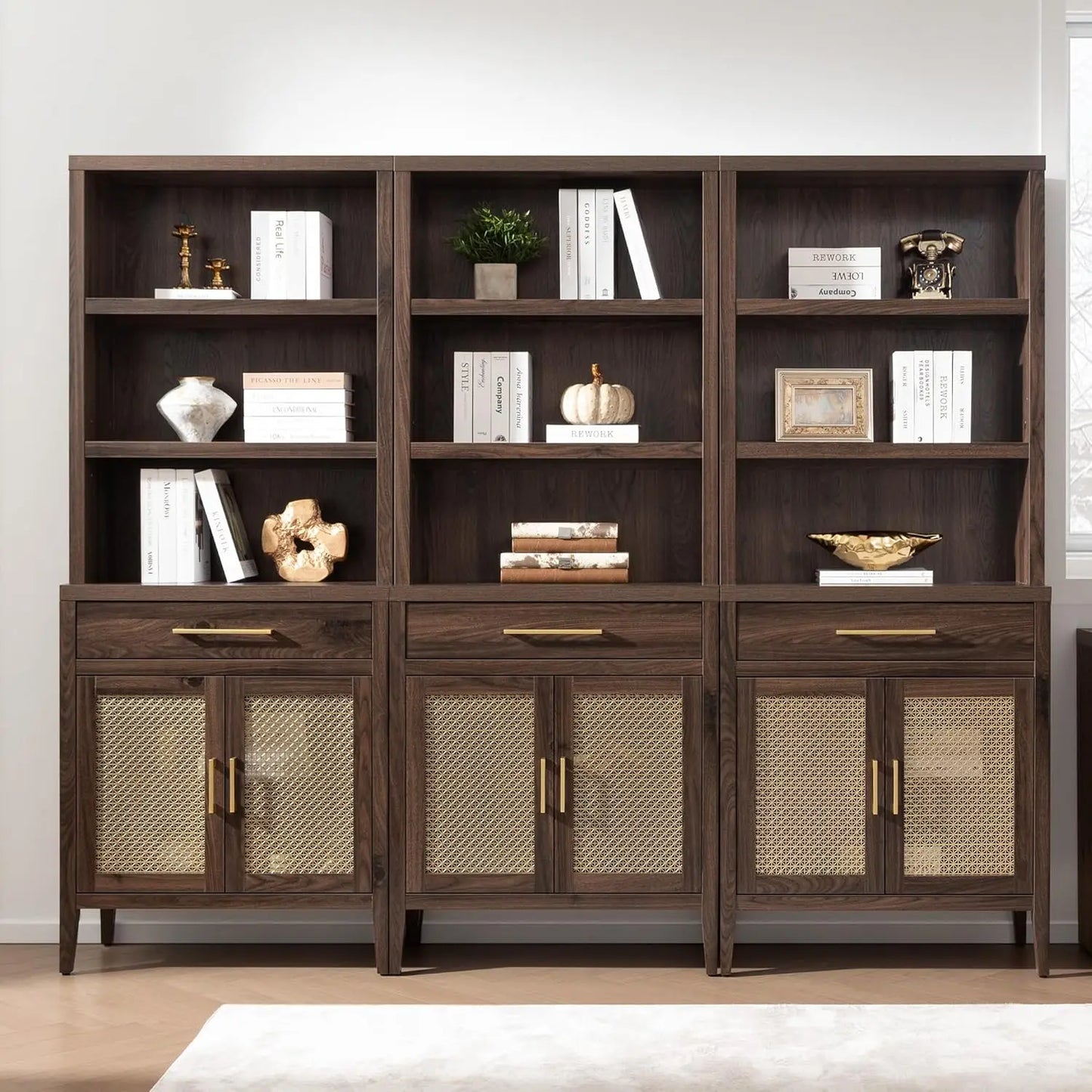 70" Tall 5-Tier Bookshelf w/Storage Cabinets & Drawers