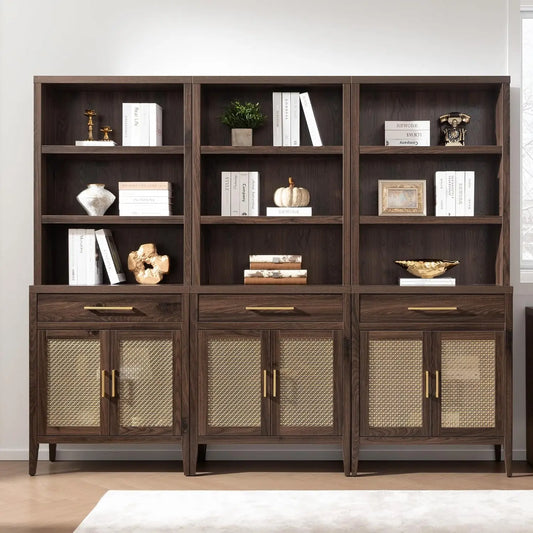 70" Tall 5-Tier Bookshelf w/Storage Cabinets & Drawers