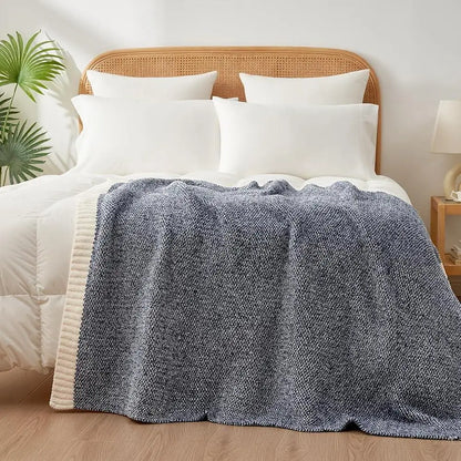 Super Soft & Lightweight Heather Navy Microfiber Throw Blanket