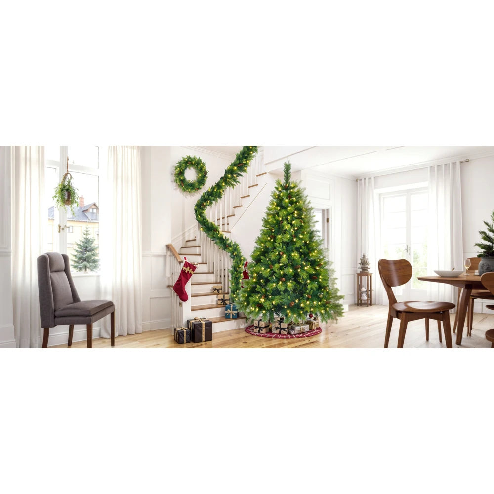 Artificial Emerald Green 6FT Christmas Tree Set w/Pine Cones