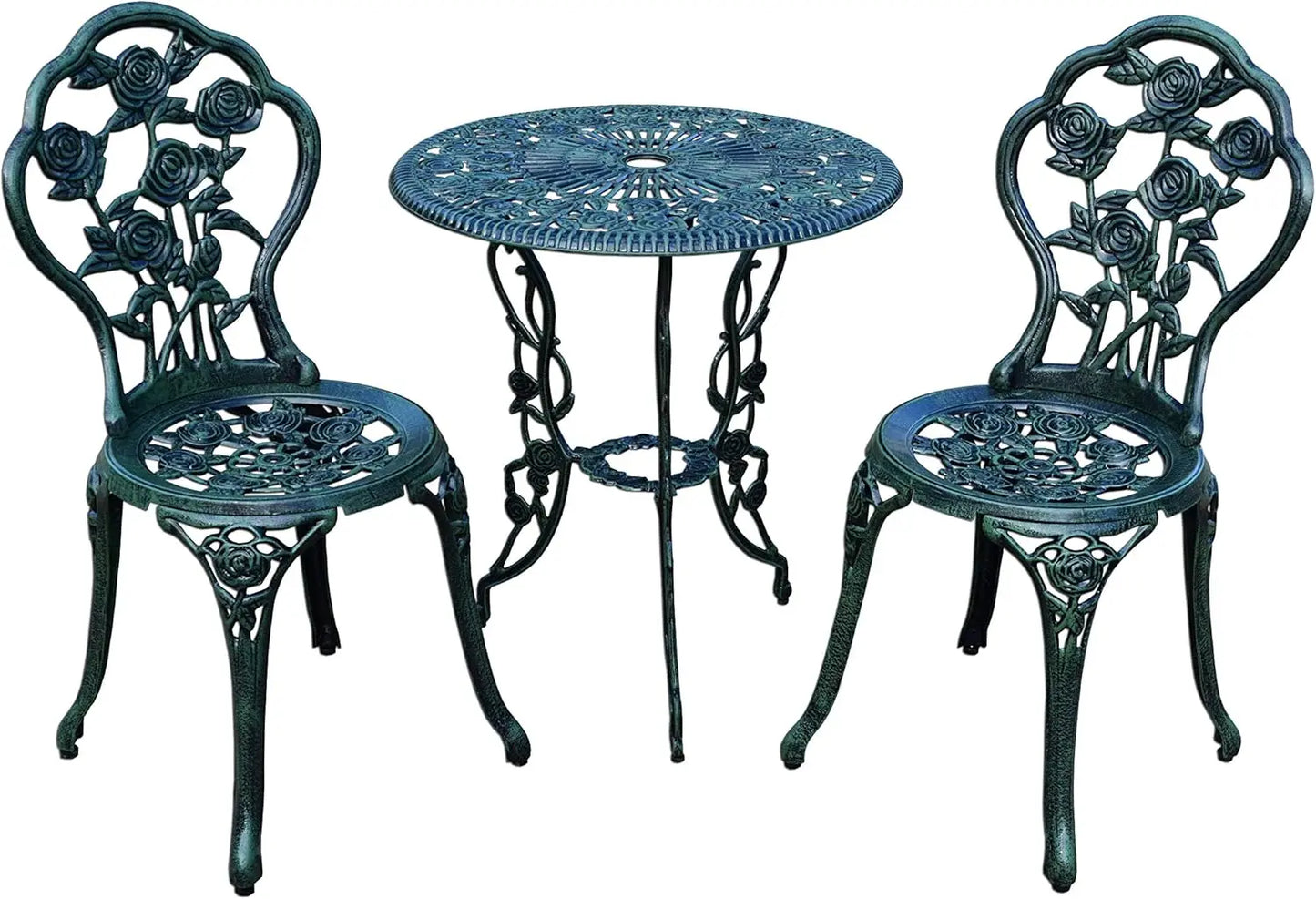 3-Piece Cast Aluminum Rose Bistro Set