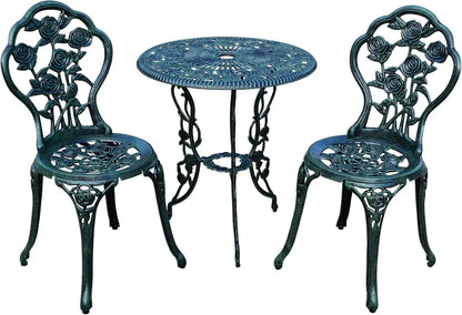 3-Piece Cast Aluminum Rose Bistro Set