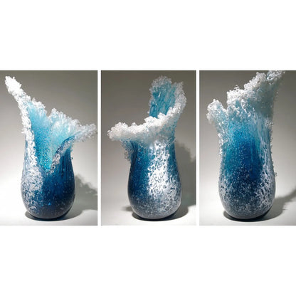 Modern &  Majestical Ocean Blue Sea Wave Resin Flower Vase