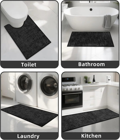 Lightweight & Ultra Thin Absorbent Bathroom Mats~5 Piece Set