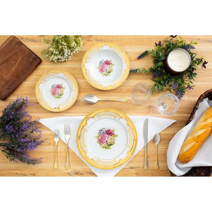 Elegant & Vintage Inspired Porcelain Floral Design Dinnerware Set