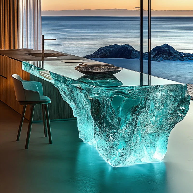 Luxury High-End Luminous Crystal Glacier Island Table