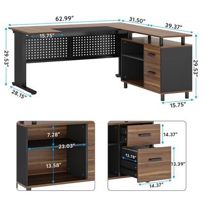 Modern 63" Executive Versatile L-shaped Desk