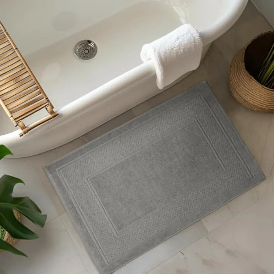 22x34 Cotton Bath Mats, 2-Pack Grey Jacquard Quick-Dry