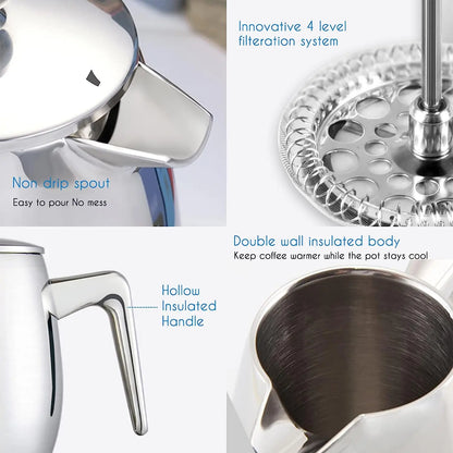 Modern High-Grade Double-Wall French Press Coffee Maker