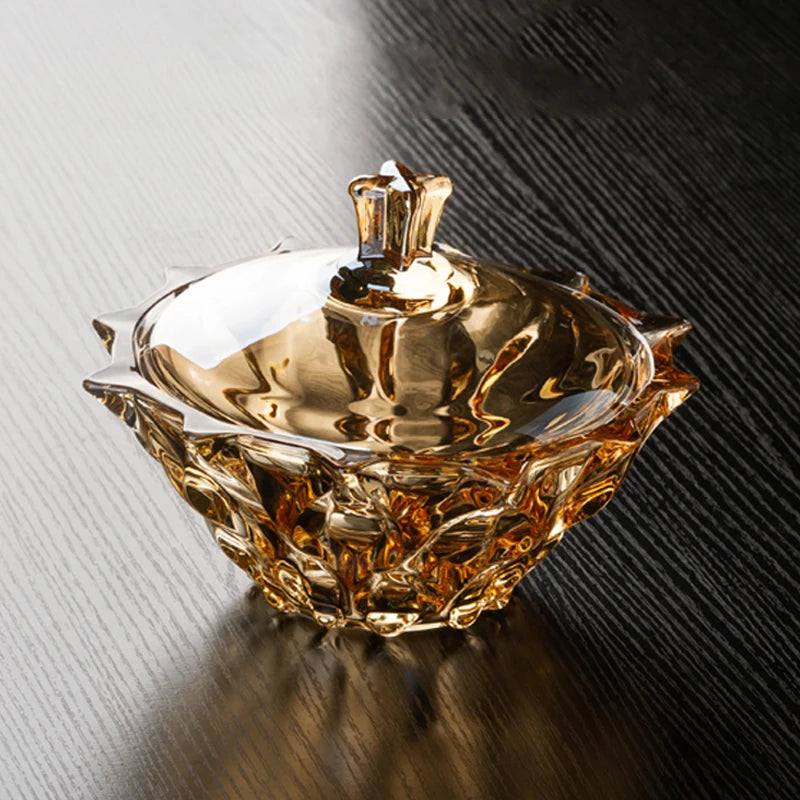 Amber Elegant Crystal Candy Jar and Sugar Jar set - perfect for stylish home organization and decor.