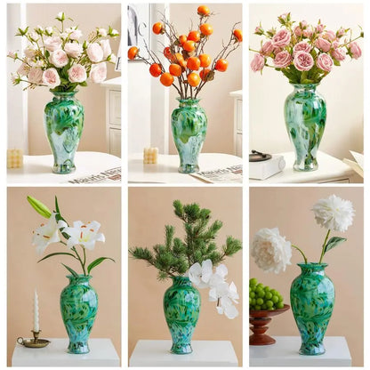 Classic 11.5" Mouth Blown Vertsatile Green Vase 