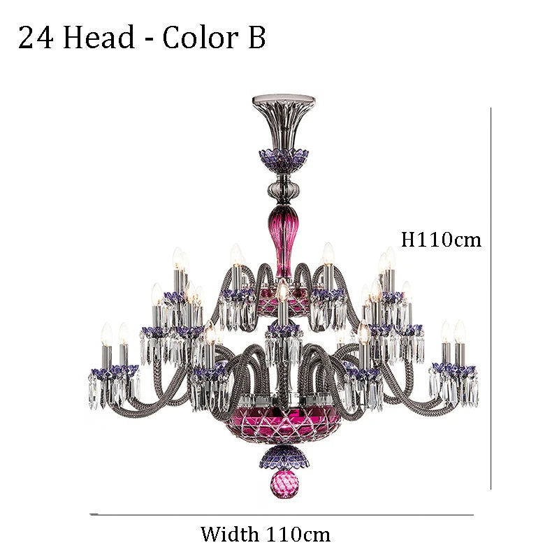 Classy & Elegant 24-Light Colored Crystal Candelier