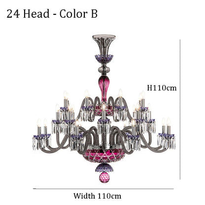 Classy & Elegant 24-Light Colored Crystal Candelier