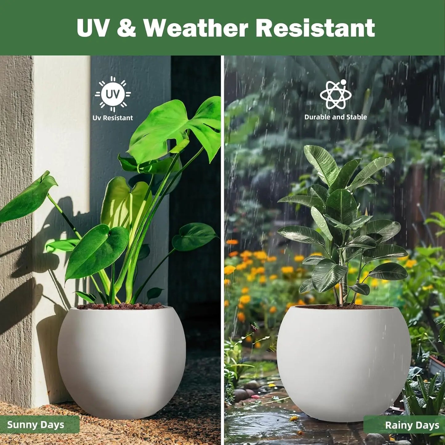 Indoor/Outdoor 17.7'' Dia Large Round Planter w/Drainage Hole