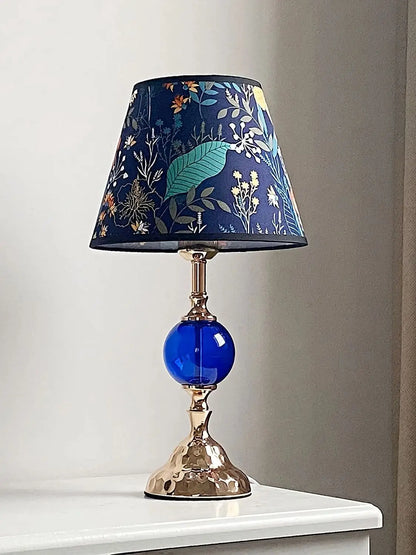 Vibrant colors of the Warm Romantic Touch Switch Bedside Lamp's fabric shade illuminating a calming space - chic modern bedside lamp option