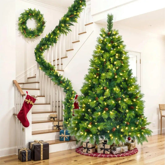 Artificial Emerald Green 6FT Christmas Tree Set w/Pine Cones