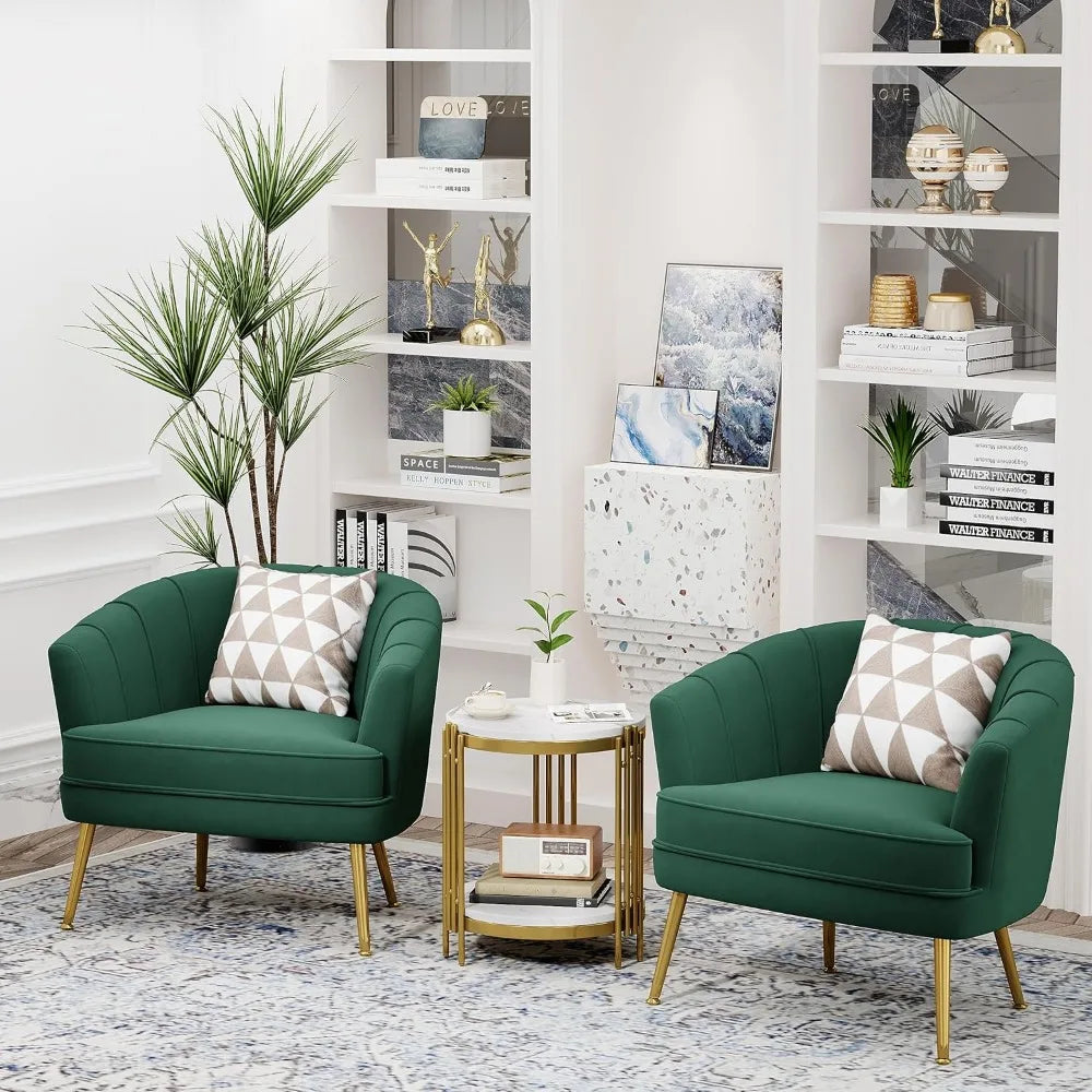 Modern & Simple Accent Chair w/Golden Metal Legs