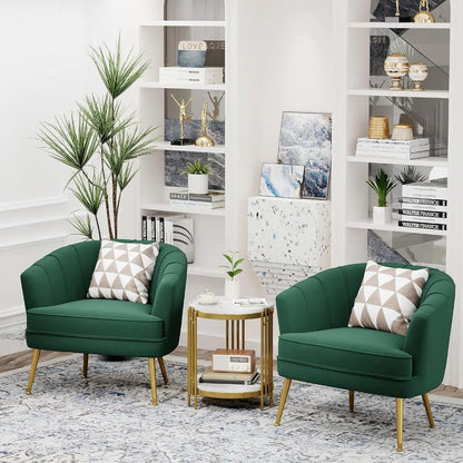 Modern & Simple Accent Chair w/Golden Metal Legs