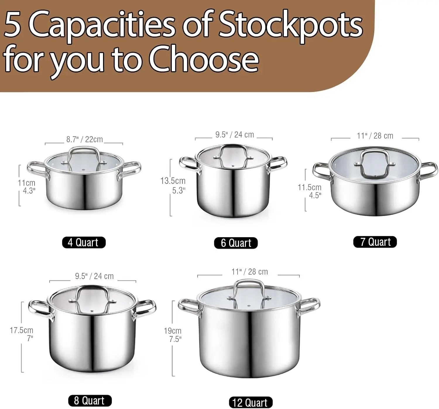 Large capacity Cook N Home 12-Quart Stainless Steel Stockpot with Lid, showcasing durable design for professional cooking at home.