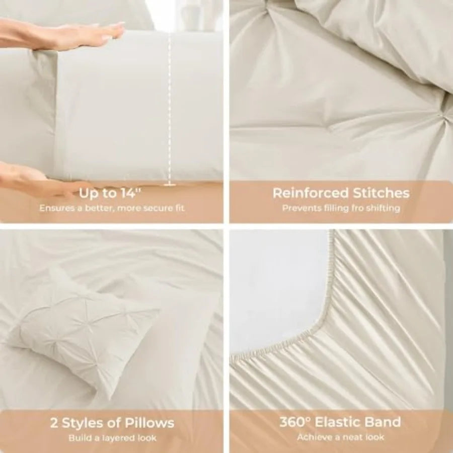 Enjoy a serene and quiet sleep with this ultra-soft Queen comforter set crafted from breathable microfiber fabric, ideal for year-round use.