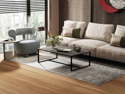 Rectangular Sintered Stone Coffee Table w/Black Metal Frame