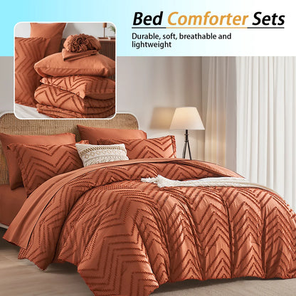 Elegant 7-piece Cut Flower Design king/Queen Quilt Set