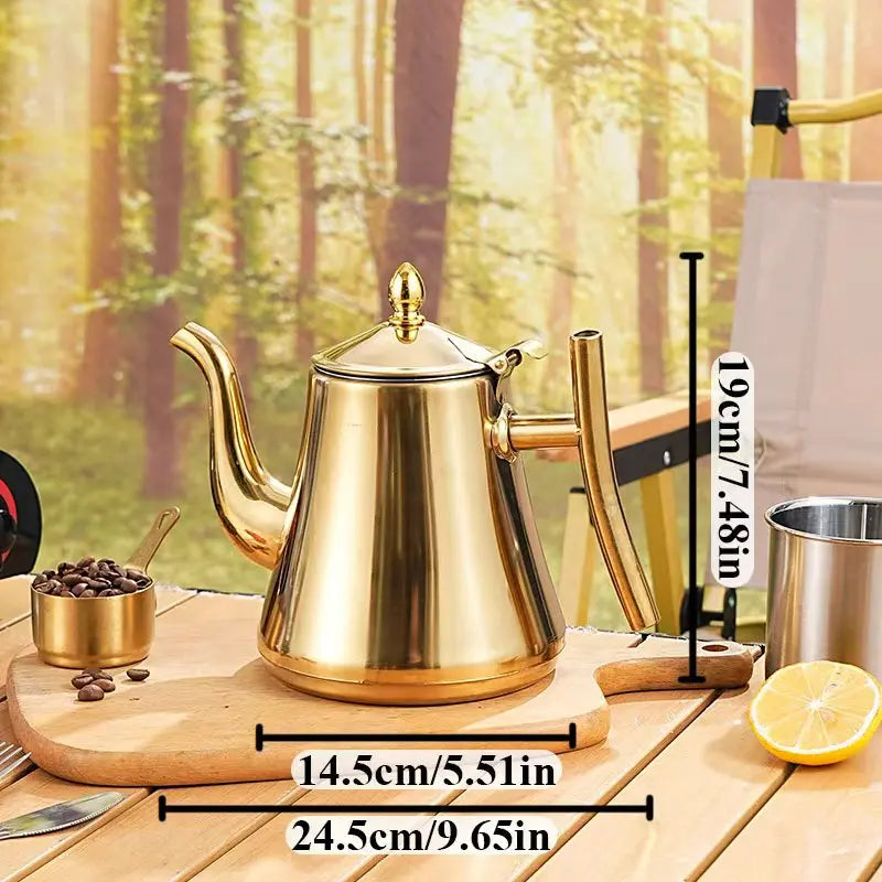 Gold/Silver Stainless Steel Coffee Pot w/Detachable  Filter