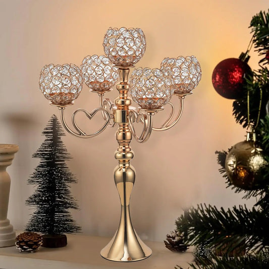 5~Arm Gold Heart Candelabrum