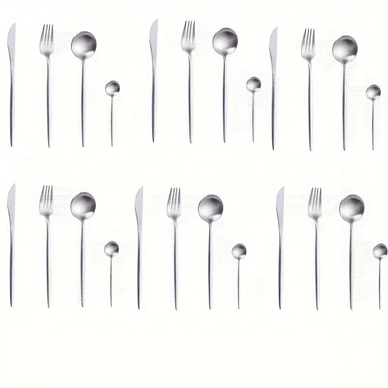 24-Piece Modern Silverware/Flatware Set for 6