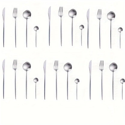 24-Piece Modern Silverware/Flatware Set for 6