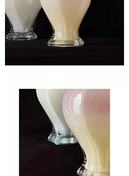 Vintage 24Cm Opalescent Ruffled Edged Fenton Glass Vase being used in an elegant wedding decor.