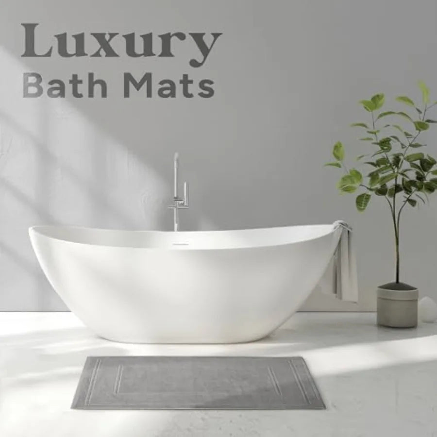 22x34 Cotton Bath Mats, 2-Pack Grey Jacquard Quick-Dry