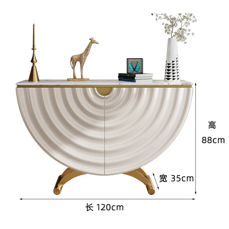 Modern, Luxurious & Stylish Semi-Circular Entrance Table w/Faux Marble Top