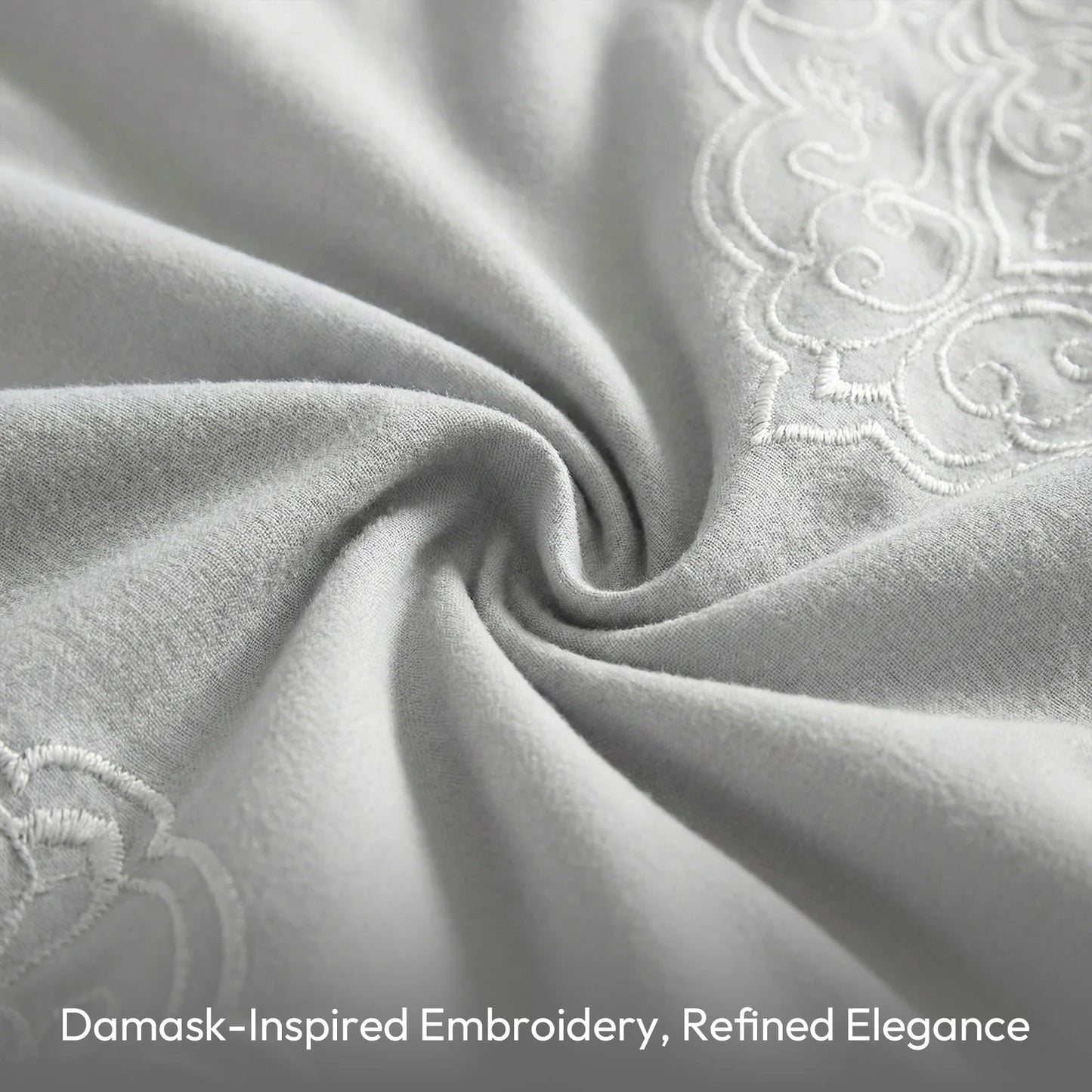 Luxurious decorative pillows from the Queen King Microfiber 6-Piece Comforter Set, Silver Medallion.