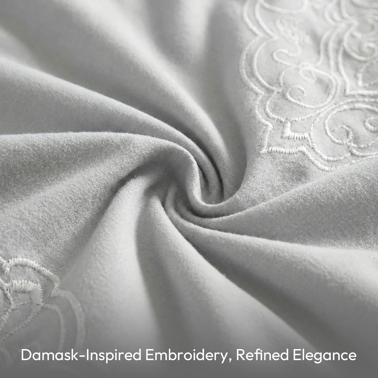 Luxurious decorative pillows from the Queen King Microfiber 6-Piece Comforter Set, Silver Medallion.