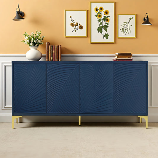 Modern Distinctive 4-door Sideboard with Creative Carved & Shaped Surface