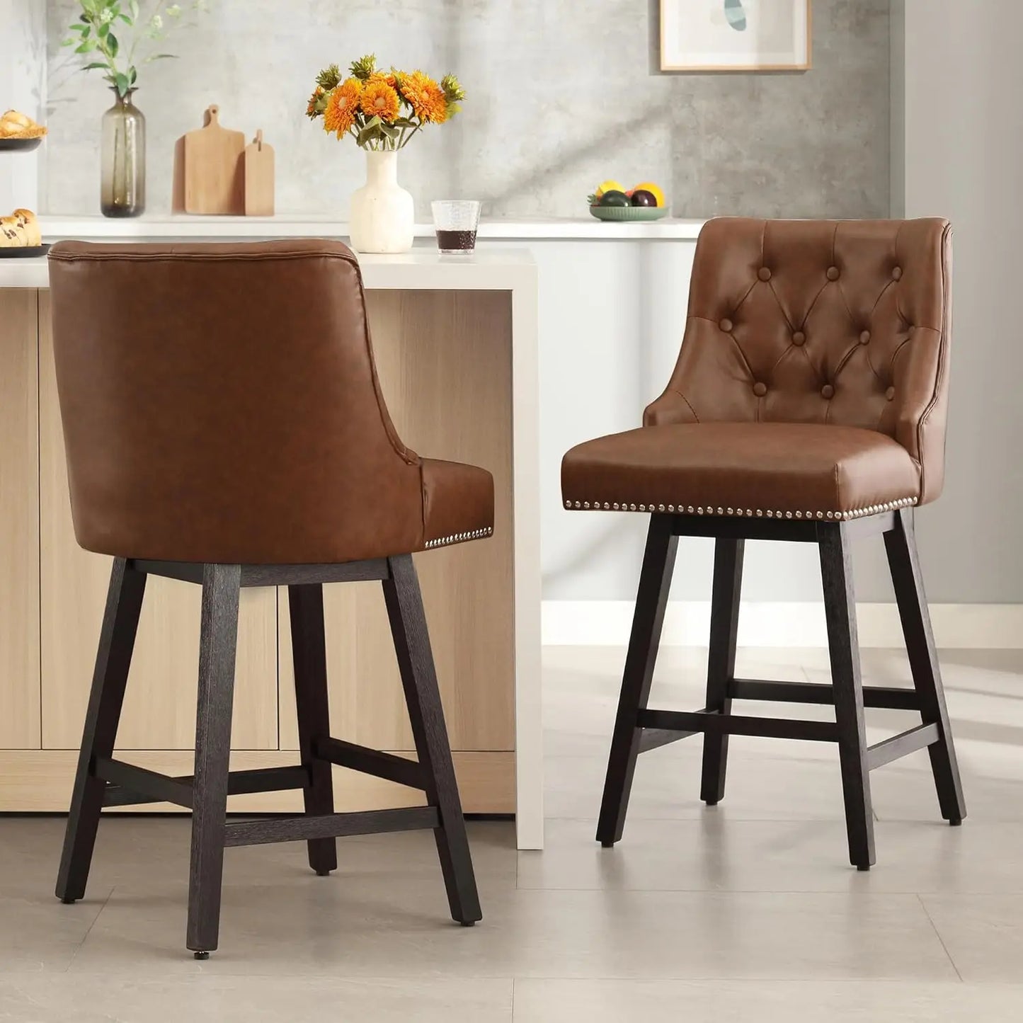 Modern Counter Height Swivel Bar Stools/Set of 4