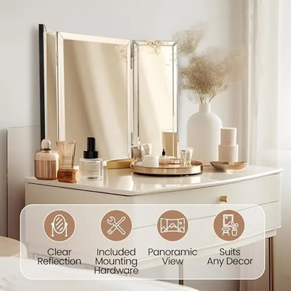 Beautiful & Modern Tri-fold Bathroom Wall Mirror