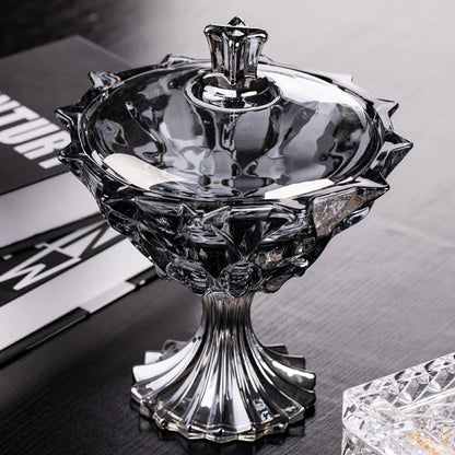 Elegant Crystal Glass Candy Jar with Lid in Black - an exquisite elegant crystal candy jar perfect for home decor.